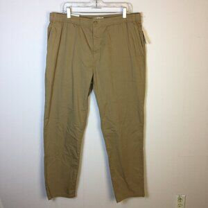 New! BP Pants Men L Tan Khaki Straight Leg Drawstring Stretch Waist 31" Inseam